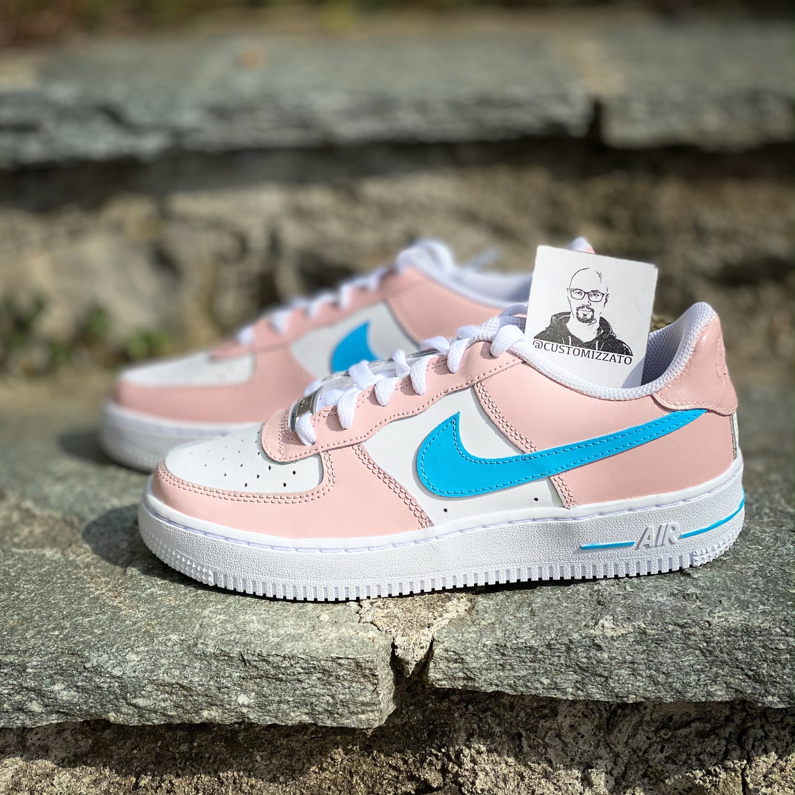 white blue pink air force 1