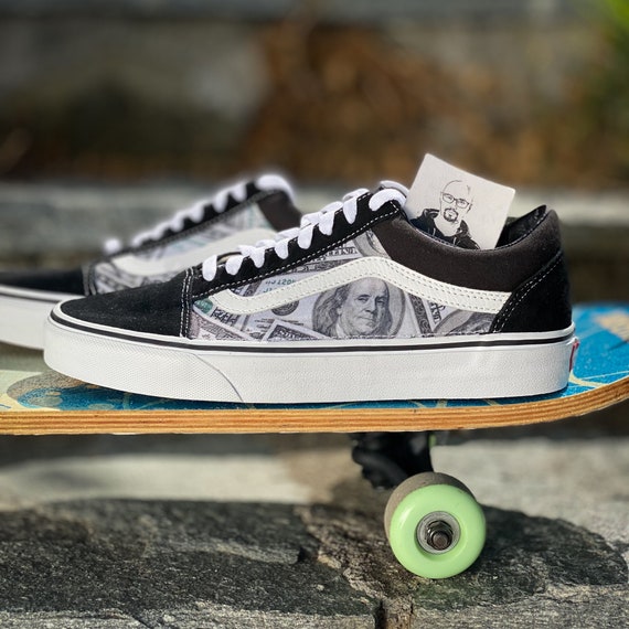 black vans with white roses