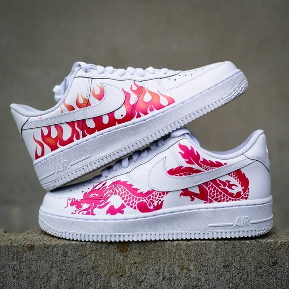 No puedo Ocultación Guijarro Personalizadas Nike Air Force 1 Dragón x Fuego - Etsy España