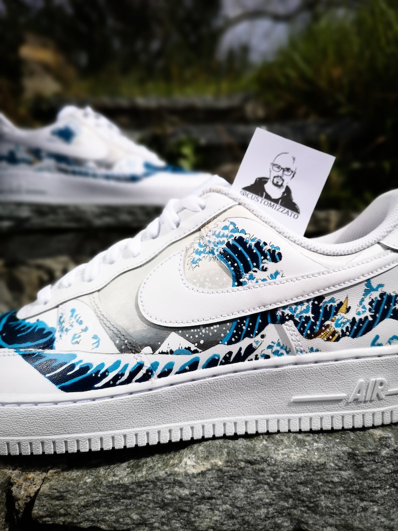 Custom sneakers Nike Air Force 1 The Great Wave off | Etsy