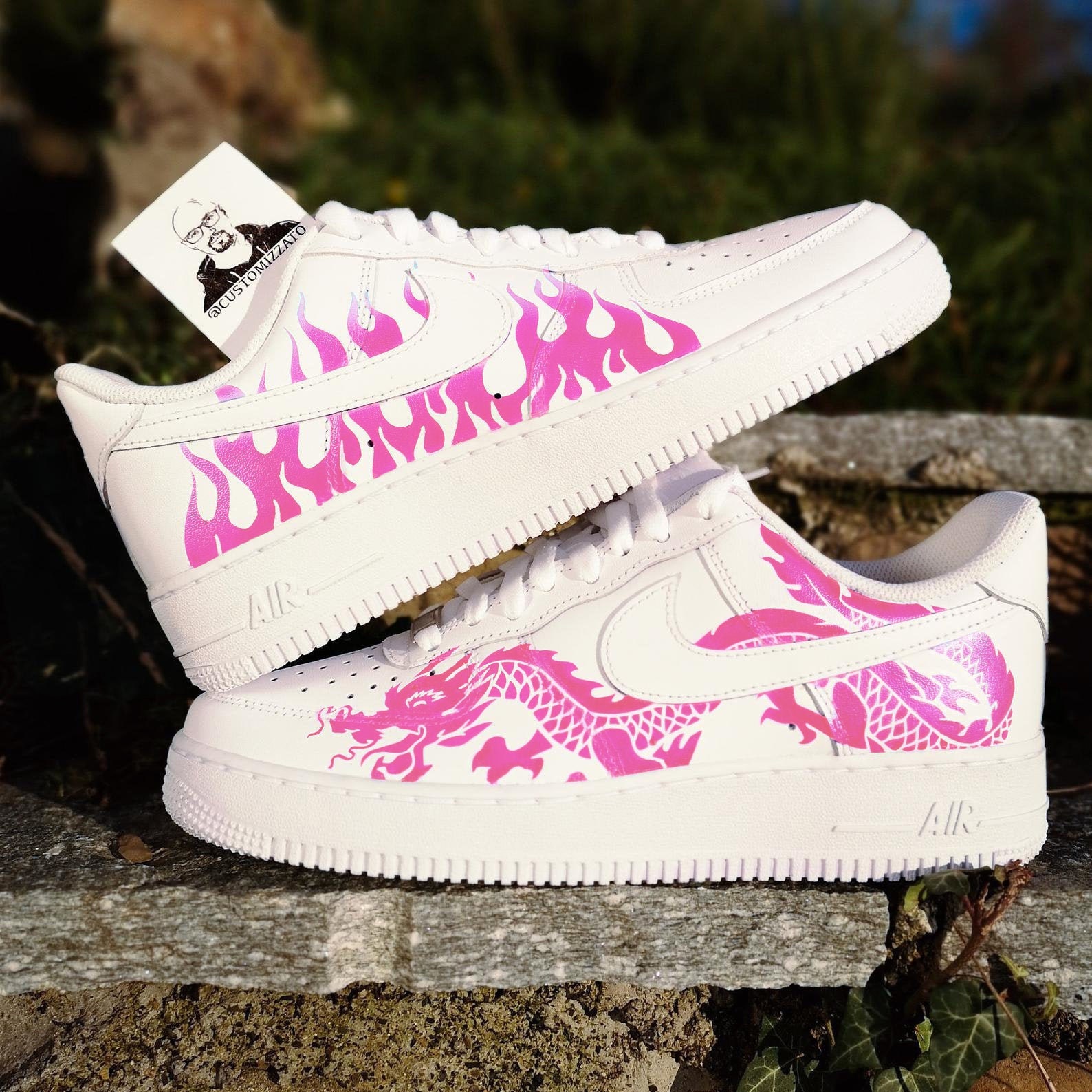 Aangepaste sneakers Nike Air Force 1 'Dragon х Fire' - Etsy België