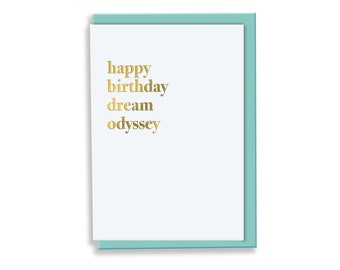 Happy Birthday Dream Odyssey Card | Birthday Card | Happy Birthday Card | Typography Card | Slogan Card