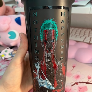 Batidora de proteínas con diseño de espadachín sangriento de anime, accesorio de gimnasio imagen 7
