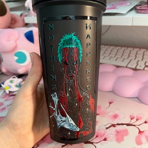 Batidora de proteínas con diseño de espadachín sangriento de anime, accesorio de gimnasio imagen 4