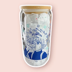 Glass Can with Straw Anime Theme Anime Lover Gift for Anime Lover Gift for Friend Anime Bottle Lover Anime Lover gift for Anime Fan