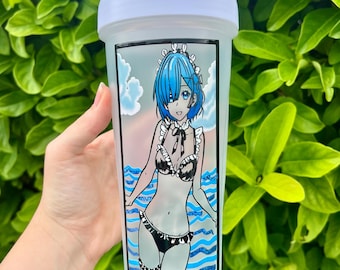 Botella mezcladora de proteínas para chicas, botella de anime, idea de regalo para amantes del gimnasio, batidora de proteínas de anime prefabricada, taza de proteína para gimnasio y fitness.
