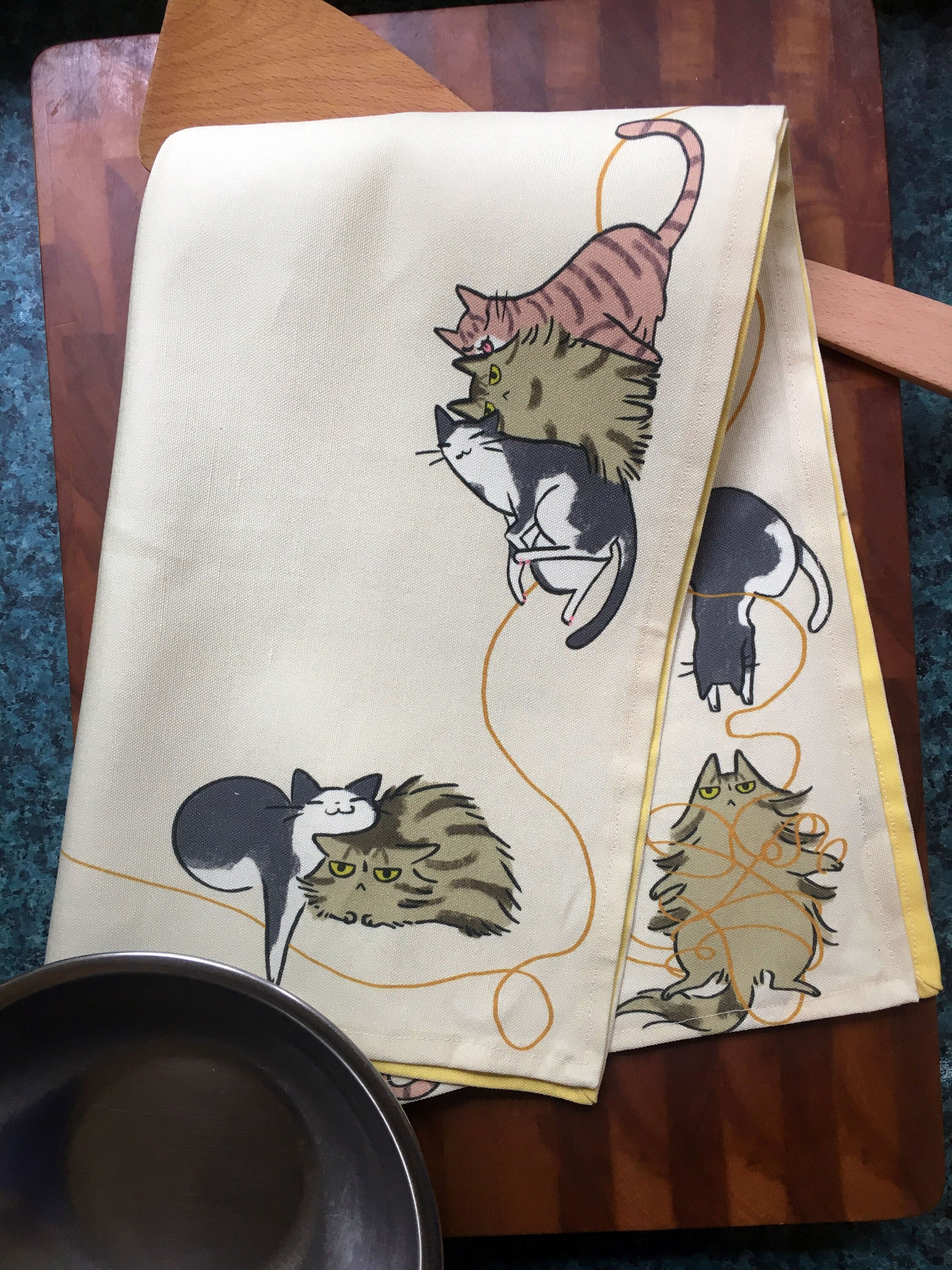 Linen Tea Towel Kitchen Towel Cat Tea Towel Cat Dish Cloth Etsy UK