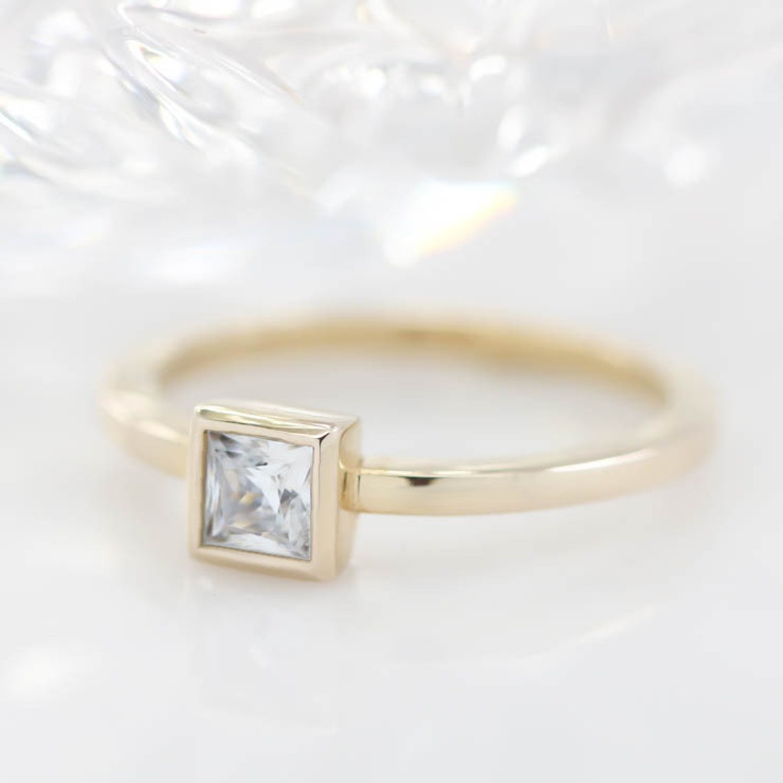 Bezel Set Princess Cut Diamond Engagement Ring Square-Meghan | Etsy