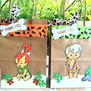 Flintstones favor bags themed party set of 12 . Birthday themed party. Flintstones themed party favor bags.