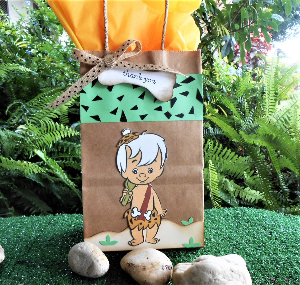 Flintstones favor bags themed party set of 12 . Birthday Etsy