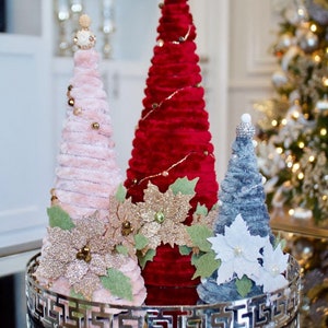 Velvet Trees Set of 3. Christmas Decoration Tablecloth. Glam Style ...