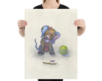 Blue Puppy Poster