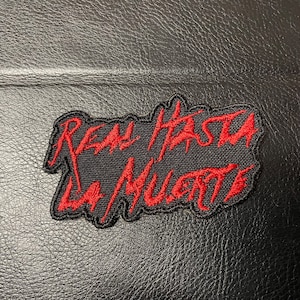 Real hasta la muerte patch ready to iron on. Anuel patch real hasta la muerte