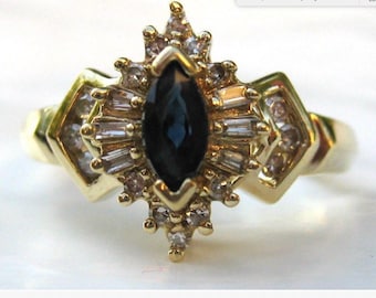 Deep blue sapphire ring 10k
