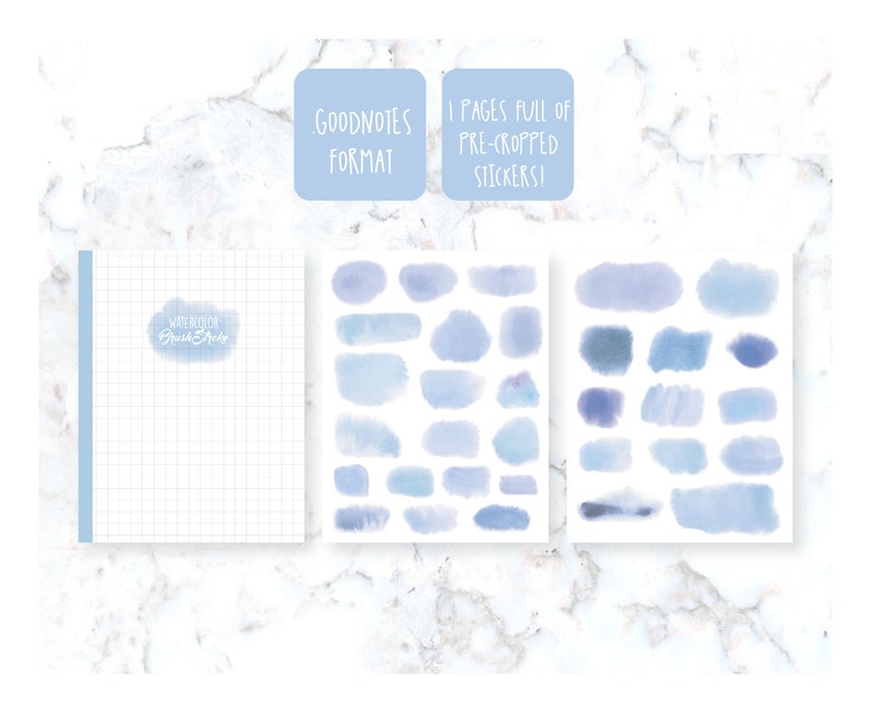 COD1333 Goodnotes stickerswatercolor digital stickers Goodnotes pre-cropped filesdecorative stickersPlanner StickersHand drawn