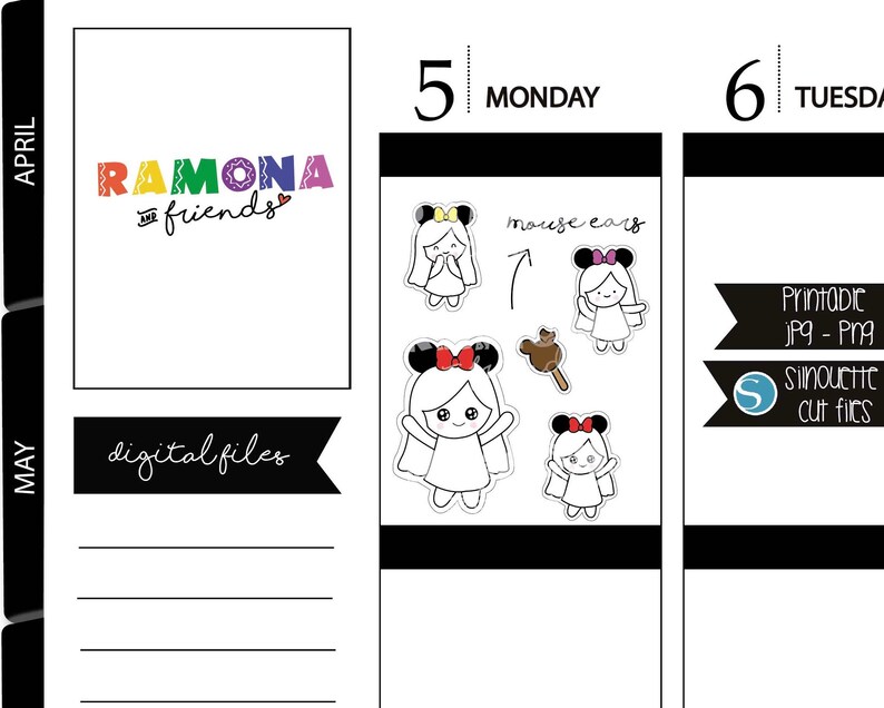 Mousse ears stickersprincess stickersdisney inspire stickersPlanner StickersHand drawndisney stickersCOD81