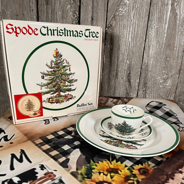 Vintage Spode Christmas Tree 3-Piece Buffet Set S3324 (Made in England)