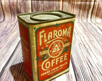 Rare Vintage Flaroma Coffee Grand Union Tea Co Container