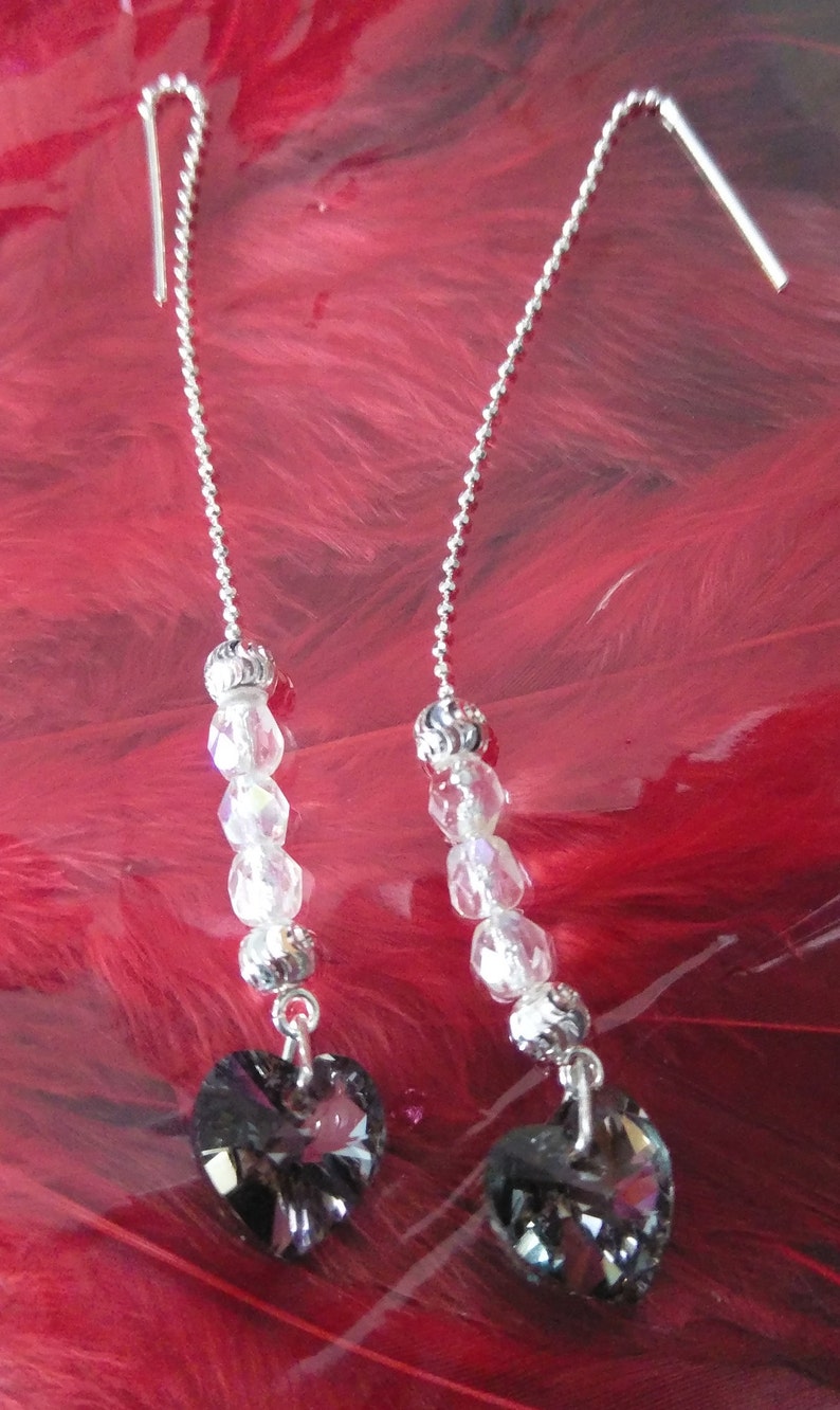 Silver and Crystal Love Birds Necklace and Earrings Set.