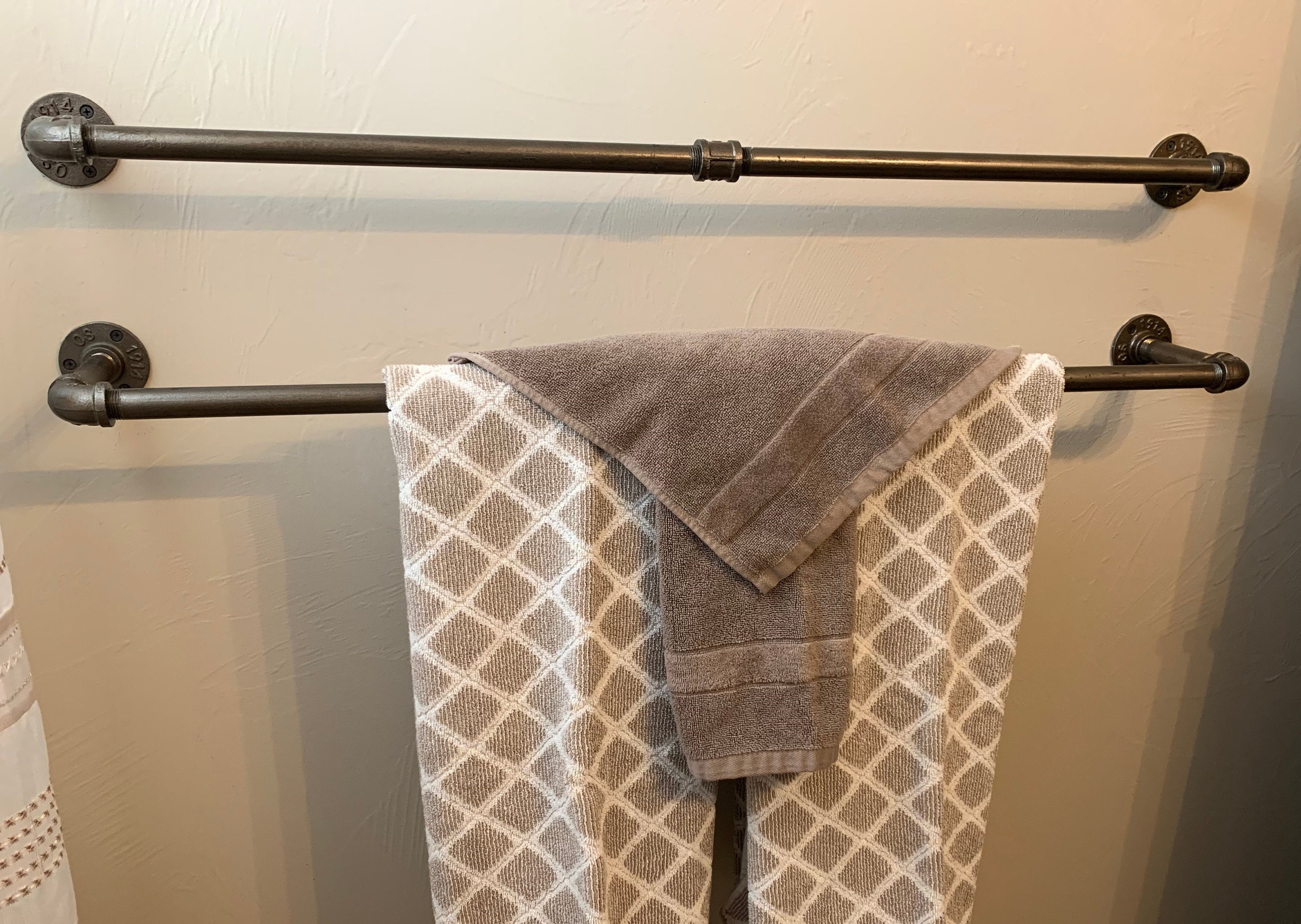 Towel Bar Set Black Pipe Towel Rack Pipe Bathroom Hardware Etsy