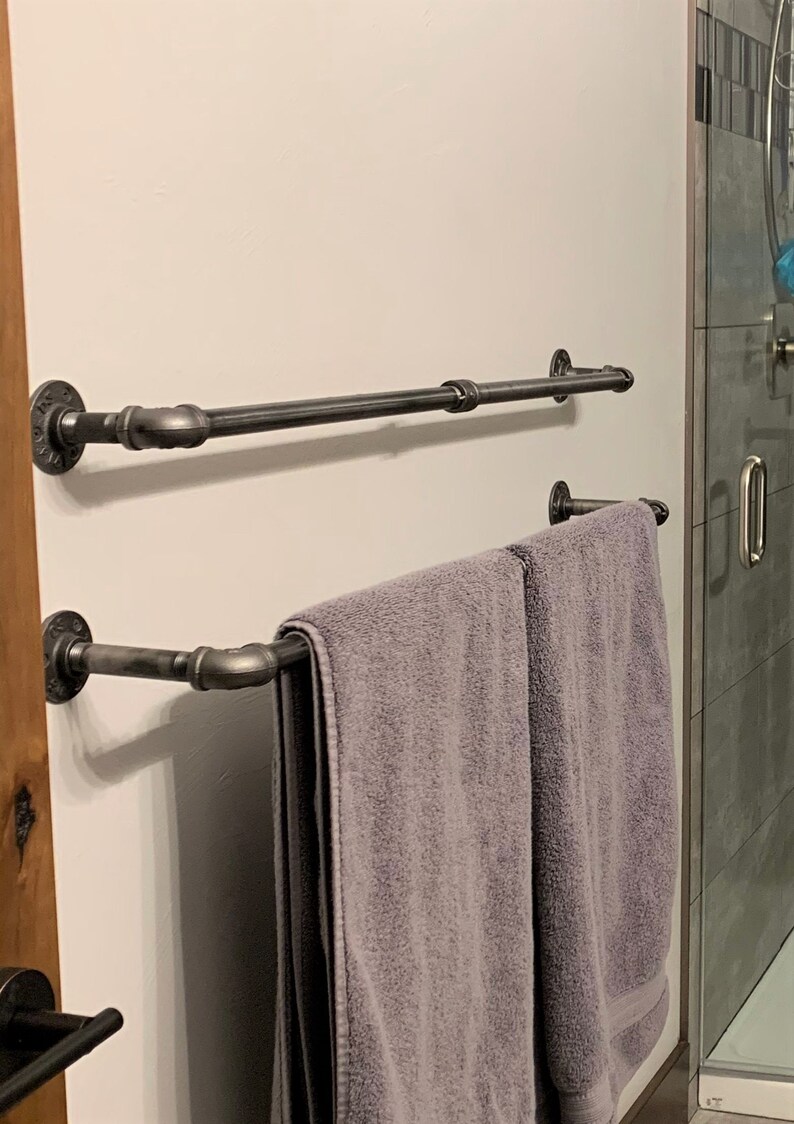 Towel Bar Set Black Pipe Towel Rack Pipe Bathroom Hardware