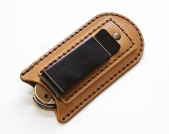 Handmade Leather EDC Belt Organizer with Metal Clip