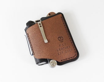 Leather edc pouch, pocket edc organizer, leather edc organizer.