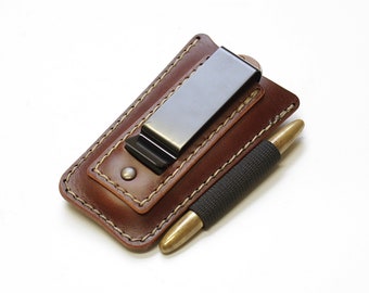 Handmade Leather EDC Belt Organizer with Metal Clip