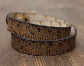 WRIST RULER BRACELET, ruler bracelet, double wrap ruler bracelet, leather bracelet,