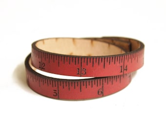 wrist ruler, leather Ruler bracelet, inch ruler bracelet, Leather Bracelet, ruler bracelet, double bracelet, double wrap ruler bracelet,