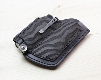 Engraved Leather EDC Pocket Organizer, Handmade Carry Case