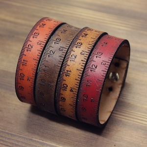WRIST RULER BRACELET, ruler bracelet, single wrap ruler bracelet, leather bracelet,
