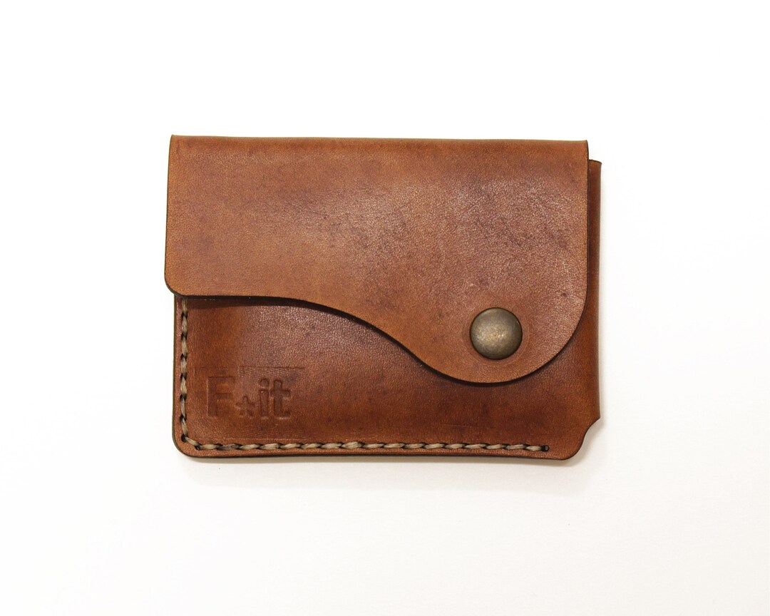 Slim Card Wallet With Clasp (brown), Leather Wallet, Card