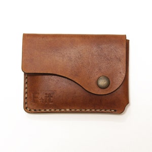 cartera de tarjeta delgada con cierre (marrón), cartera de cuero, caddy tarjeta, billetera de tarjeta, billetera minimalista.