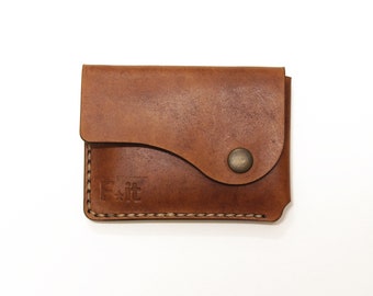 Slim Card Wallet With Clasp (brown), Leather Wallet, Card