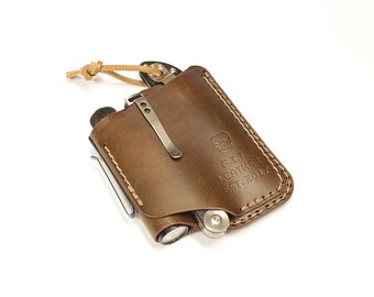 Handmade Leather EDC Pouch, Pocket Organizer, Custom Flashlight Loop