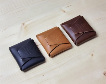 Handmade Stitchless Leather Card Wallet, Flap Card Holder