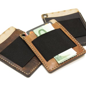 schlanke Lederkarte Brieftasche mit elastischem Band