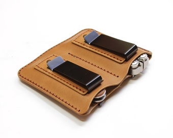 EDC belt organizer, leather edc belt organizer with double metal belt clip