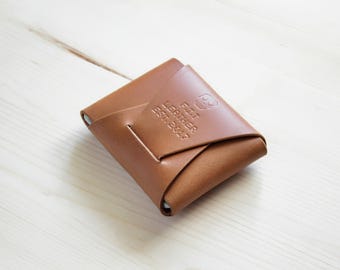 Handmade Stitchless Leather Card Wallet, Flap Design