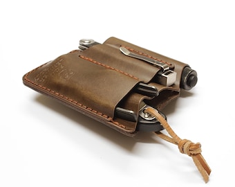 Handmade Leather EDC Belt Organizer with Metal Clip