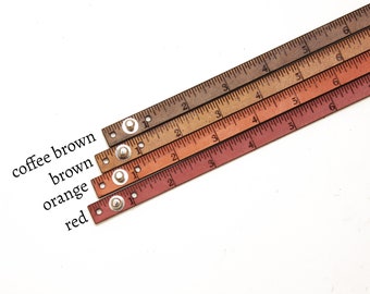 wrist ruler, leather Ruler bracelet, inch ruler bracelet, Leather Bracelet, ruler bracelet, double bracelet, double wrap ruler bracelet,