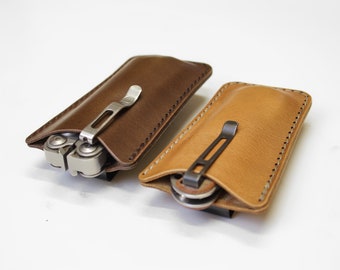 Handmade Leather EDC Belt Organizer with Metal Clip