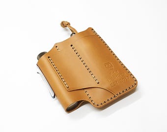 Leather EDC Pouch with Metal Belt Clip, Everyday Carry Organizer