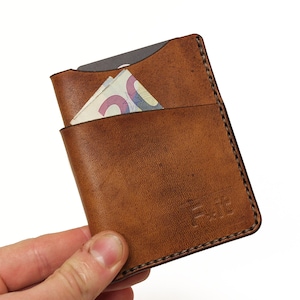 Cartera de tarjeta delgada, cartera de cuero