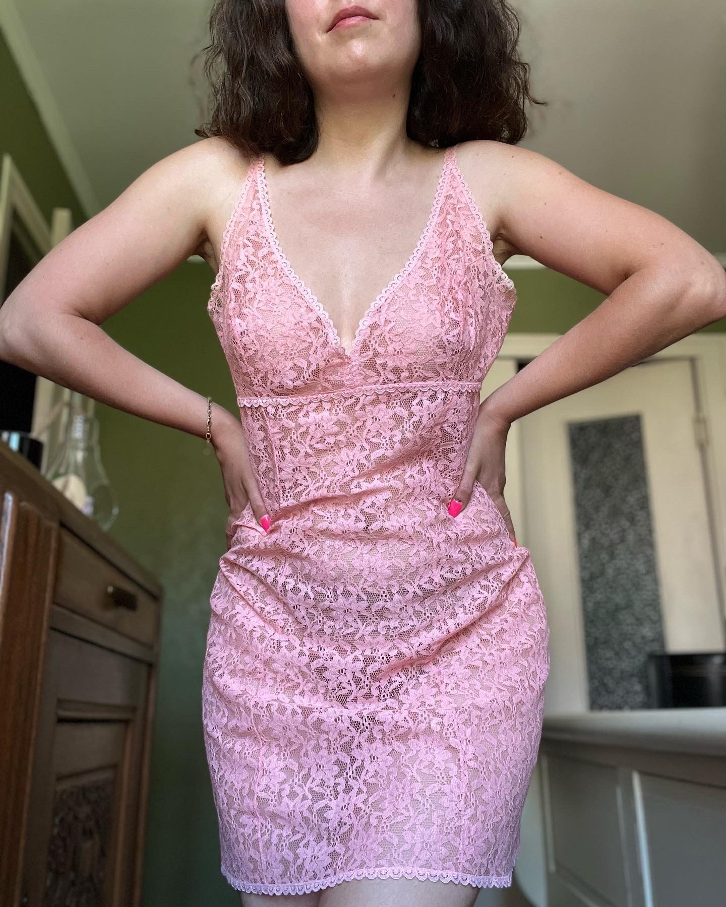 Vintage 60s Dusty Pink Lace Mini Slip Dress - Size Small - Etsy