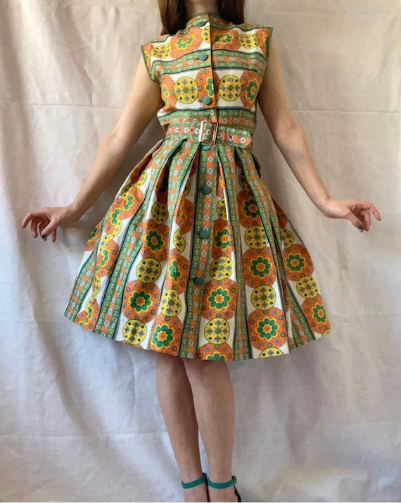 1950s Sundress, Midcentury Cotton Summer Dress