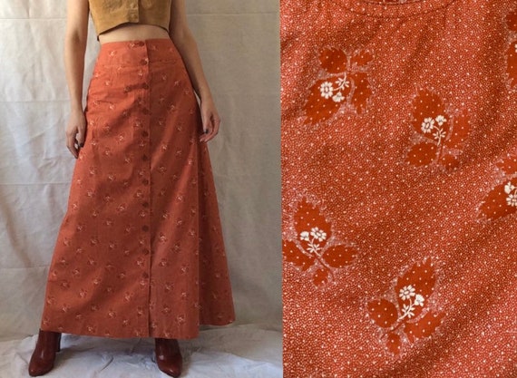 1970s Cotton CACHAREL Skirt, Summer Hippie Skirt