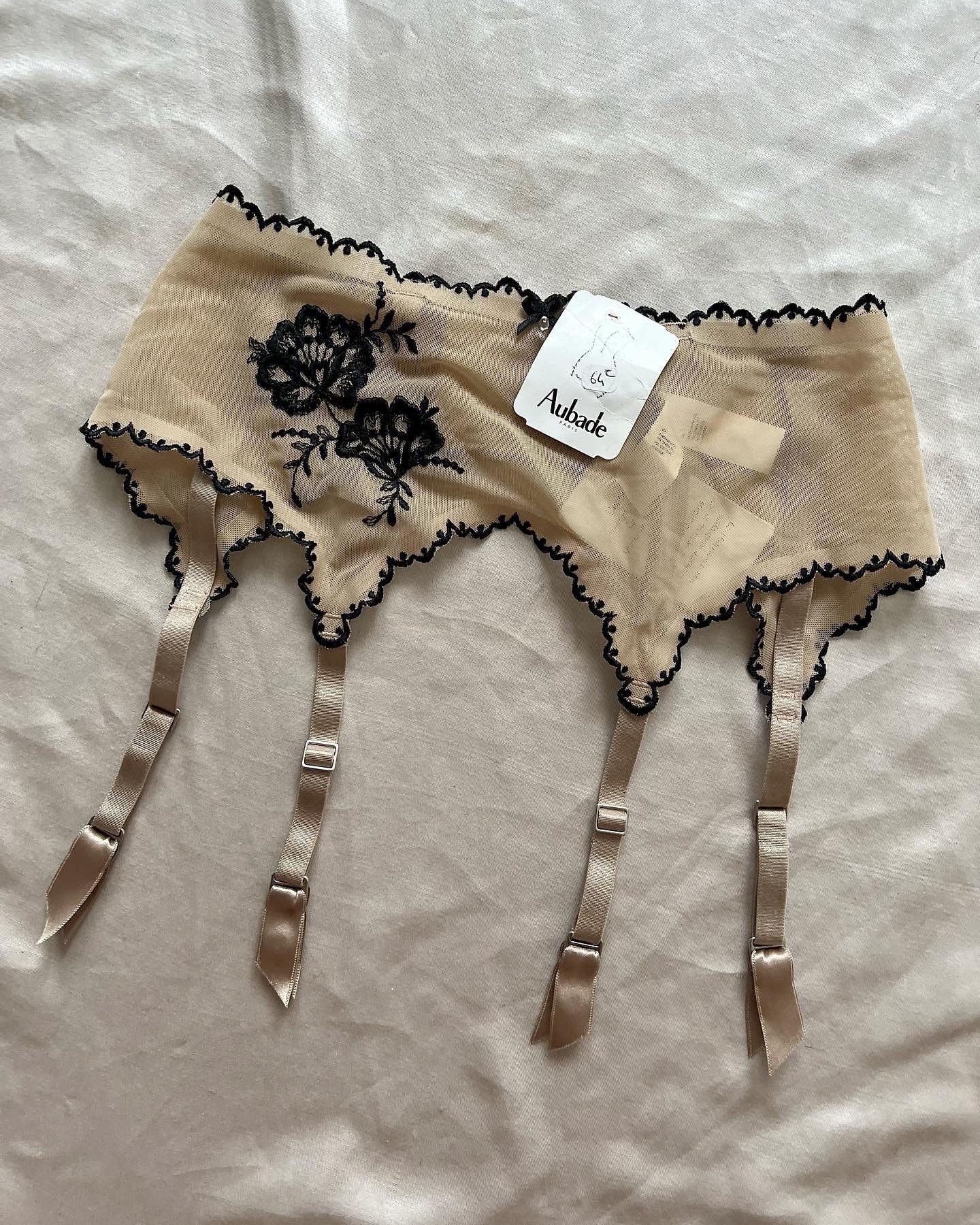 naked garter belt Red Embroider Nude Mesh Garter Bow Thong 3Pc Lingerie Set – AMIClubwear main image 0