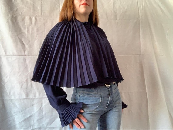 1980s GUY LAROCHE Chiffon Blouse with Large Pleate